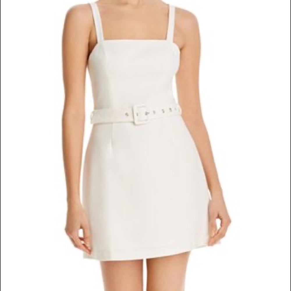 French Connection Whisper Belted White Mini Dress - Bachelorette, Bridal Shower